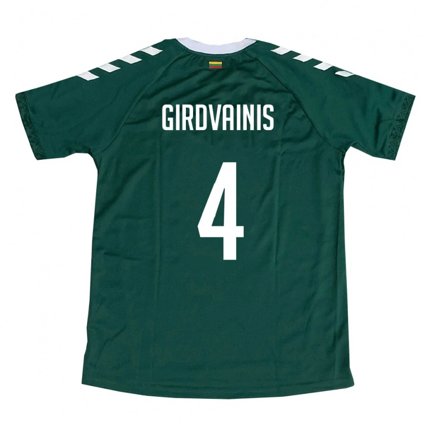 Danxen Men Lithuania Edvinas Girdvainis #4 Dark Green White Away Jersey 26-28 T-Shirt