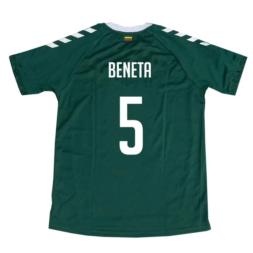 Danxen Men Lithuania Markas Beneta #5 Dark Green White Away Jersey 26-28 T-Shirt