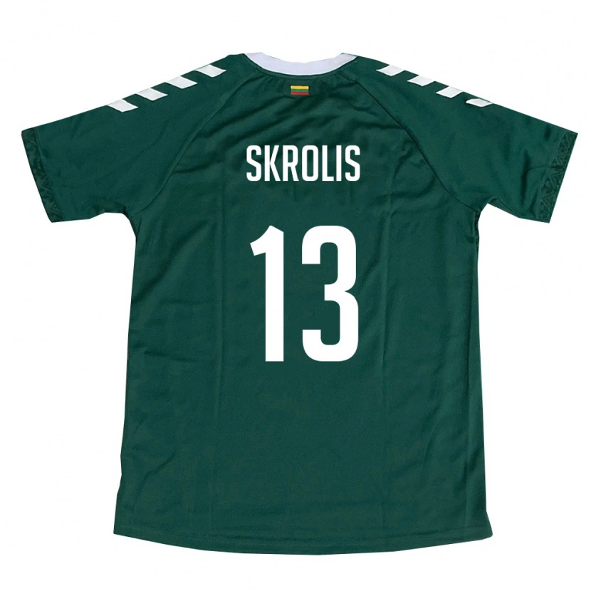 Danxen Men Lithuania Viljamas Skrolis #13 Dark Green White Away Jersey 26-28 T-Shirt