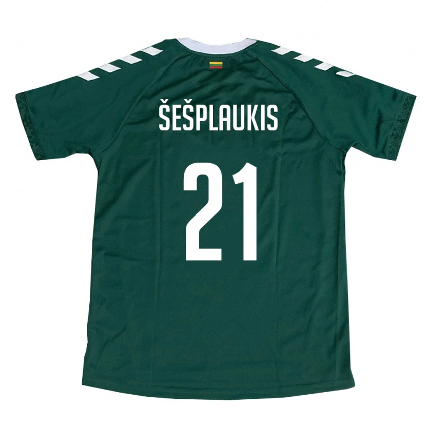 Danxen Men Lithuania Deividas Šešplaukis #21 Dark Green White Away Jersey 26-28 T-Shirt