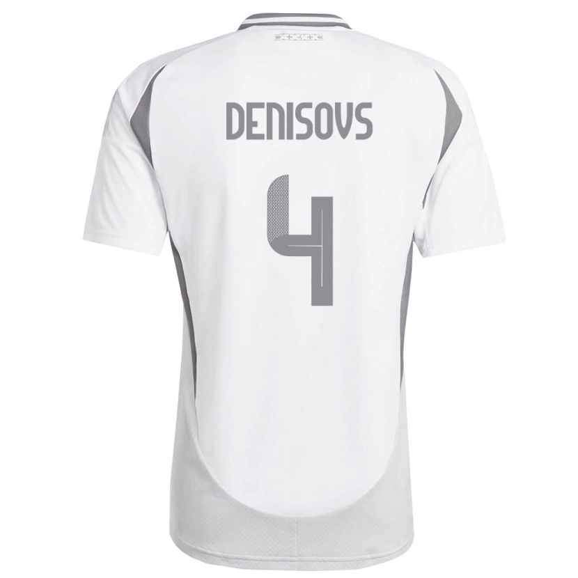 Danxen Men Latvia Deniss Denisovs #4 White Dark Gray Away Jersey 26-28 T-Shirt