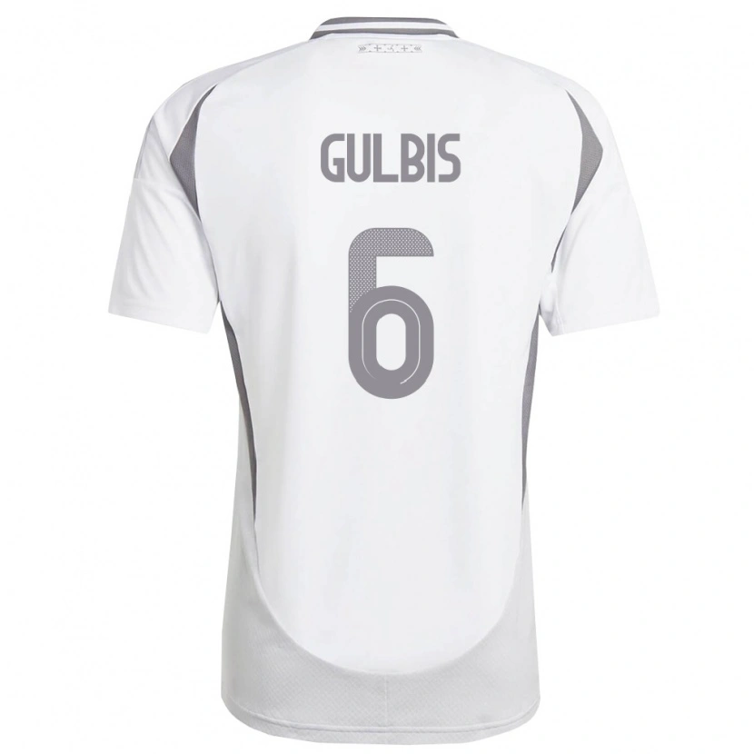 Danxen Men Latvia Henrijs Gulbis #6 White Dark Gray Away Jersey 26-28 T-Shirt