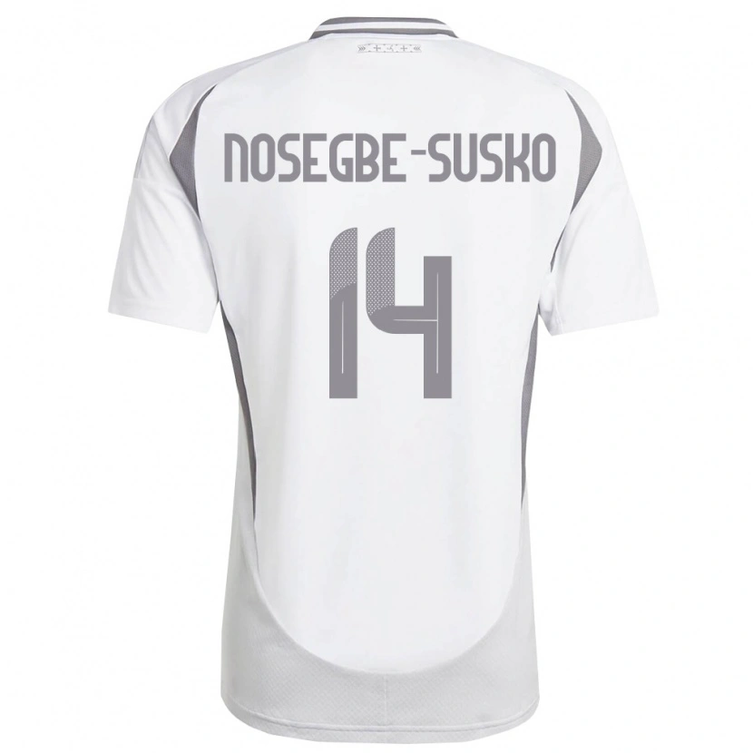 Danxen Men Latvia Daniels Nosegbe-Suško #14 White Dark Gray Away Jersey 26-28 T-Shirt