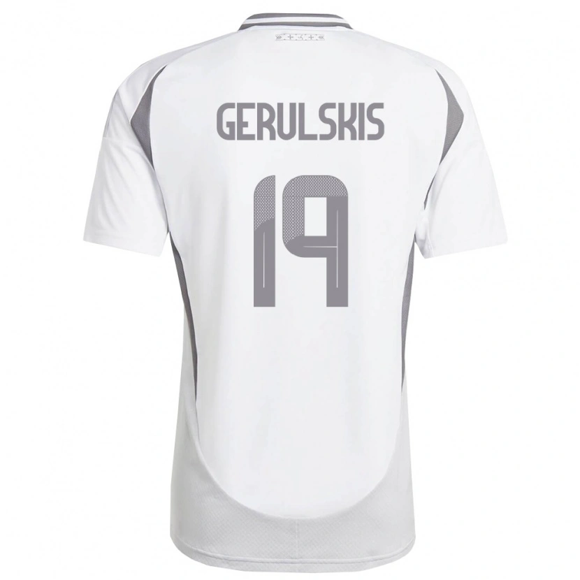 Danxen Men Latvia Gustavs Gerulskis #19 White Dark Gray Away Jersey 26-28 T-Shirt