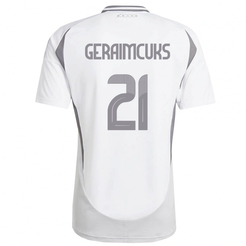 Danxen Men Latvia Markuss Geraimcuks #21 White Dark Gray Away Jersey 26-28 T-Shirt