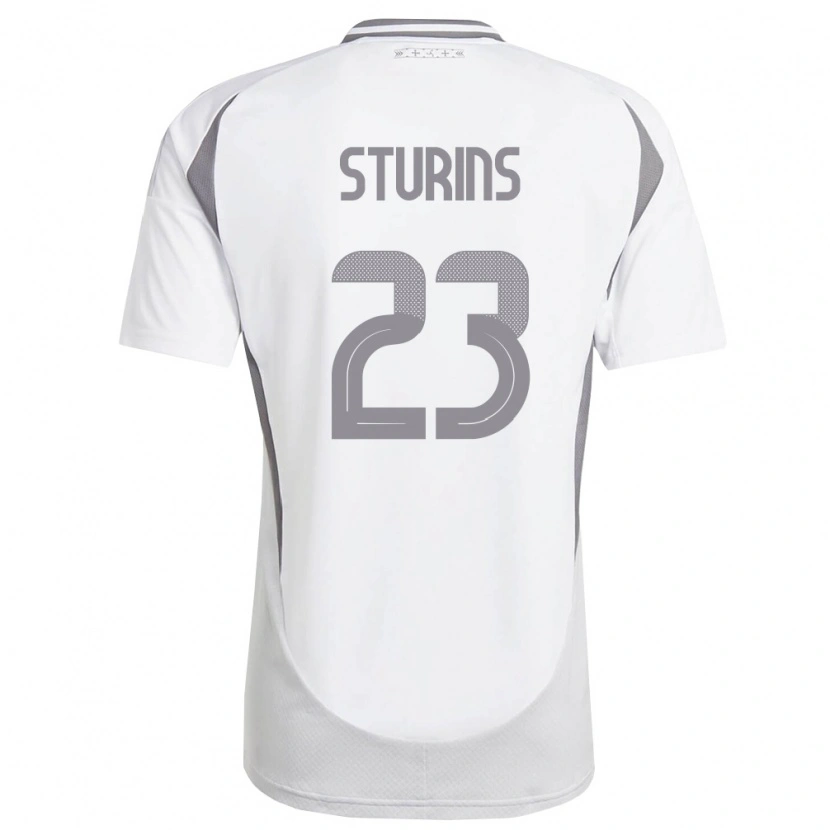 Danxen Men Latvia Raivo Sturins #23 White Dark Gray Away Jersey 26-28 T-Shirt