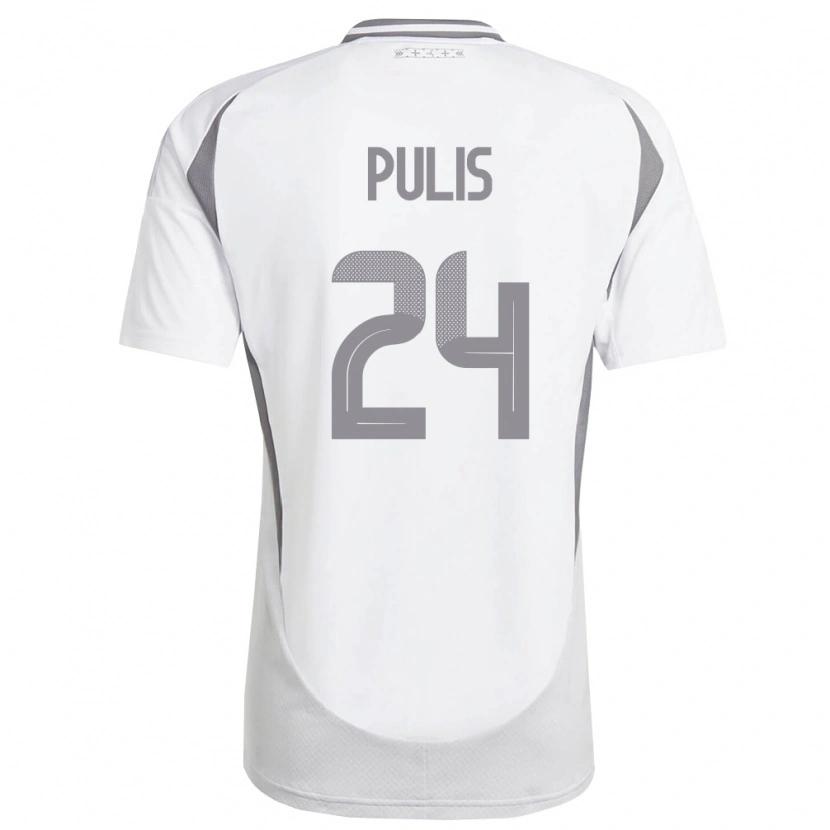 Danxen Men Latvia Ingars Pulis #24 White Dark Gray Away Jersey 26-28 T-Shirt