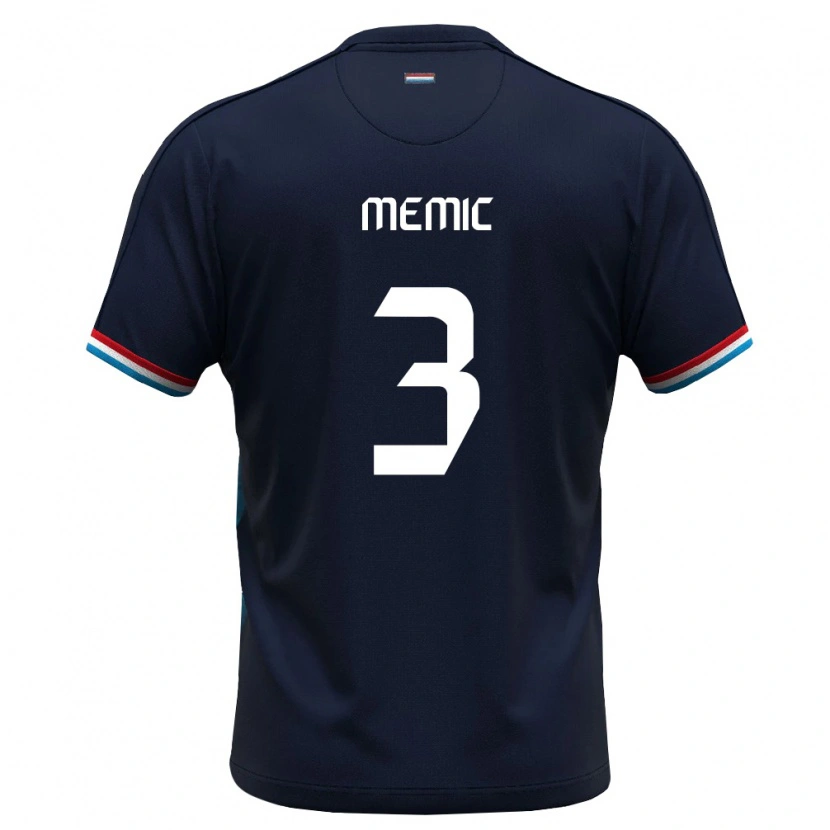 Danxen Men Luxembourg Mak Memic #3 Royal Blue Red Away Jersey 26-28 T-Shirt