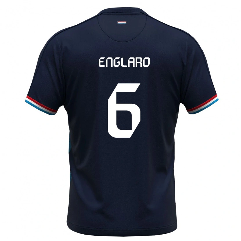 Danxen Men Luxembourg Ivan Englaro #6 Royal Blue Red Away Jersey 26-28 T-Shirt