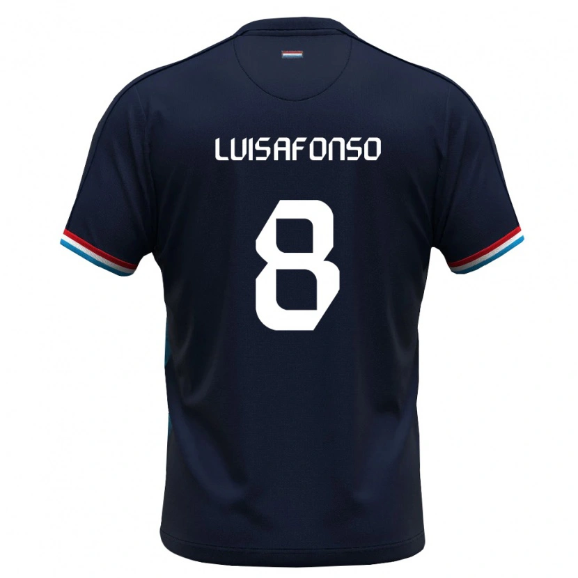 Danxen Men Luxembourg Hugo Luis Afonso #8 Royal Blue Red Away Jersey 26-28 T-Shirt