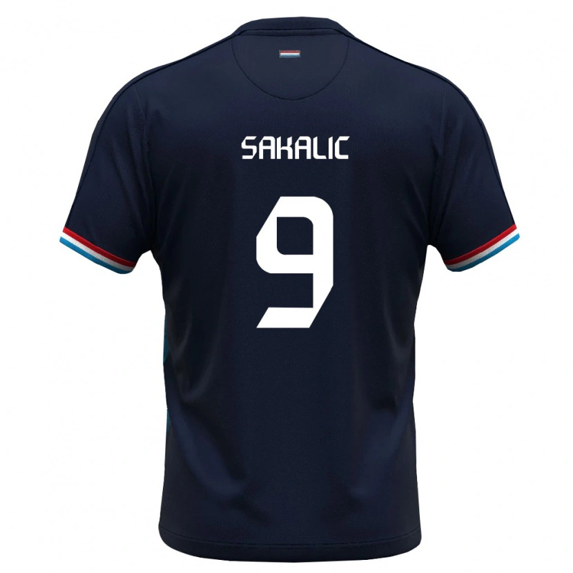 Danxen Men Luxembourg Adin Sakalic #9 Royal Blue Red Away Jersey 26-28 T-Shirt