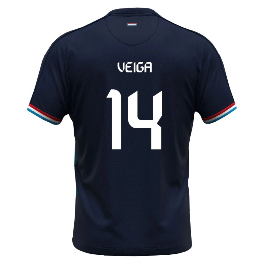 Danxen Men Luxembourg Eric Veiga #14 Royal Blue Red Away Jersey 26-28 T-Shirt