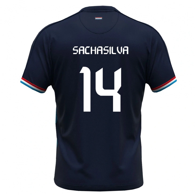 Danxen Men Luxembourg Sacha Carvalho Da Silva #14 Royal Blue Red Away Jersey 26-28 T-Shirt