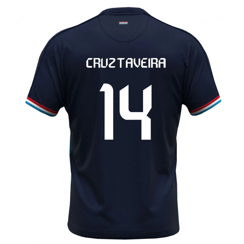 Danxen Men Luxembourg Edson Cruz Taveira #14 Royal Blue Red Away Jersey 26-28 T-Shirt