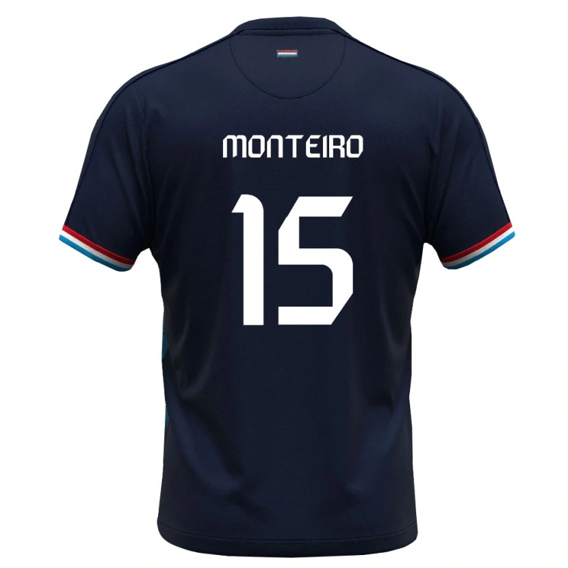 Danxen Men Luxembourg Diogo Monteiro #15 Royal Blue Red Away Jersey 26-28 T-Shirt