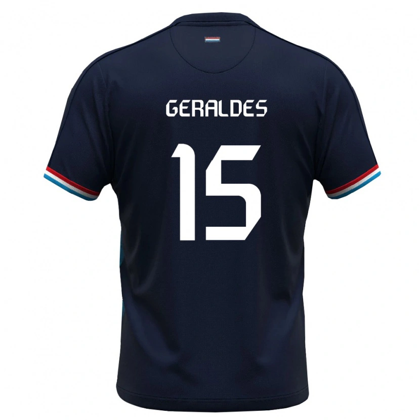 Danxen Men Luxembourg Tiago Geraldes #15 Royal Blue Red Away Jersey 26-28 T-Shirt