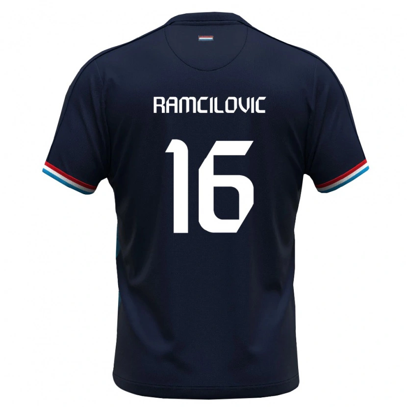 Danxen Men Luxembourg Dilan Ramcilovic #16 Royal Blue Red Away Jersey 26-28 T-Shirt