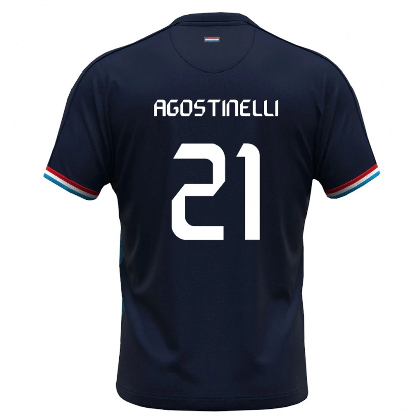 Danxen Men Luxembourg Massimo Agostinelli #21 Royal Blue Red Away Jersey 26-28 T-Shirt