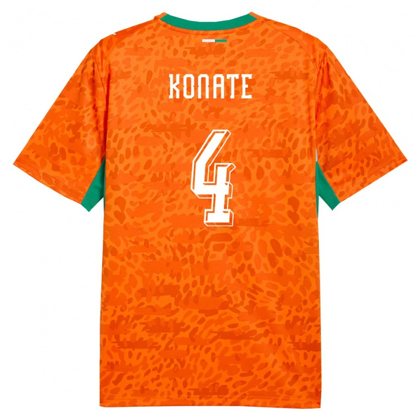 Danxen Women Ivory Coast Samba Konate #4 Orange Green White Home Jersey 26-28 T-Shirt