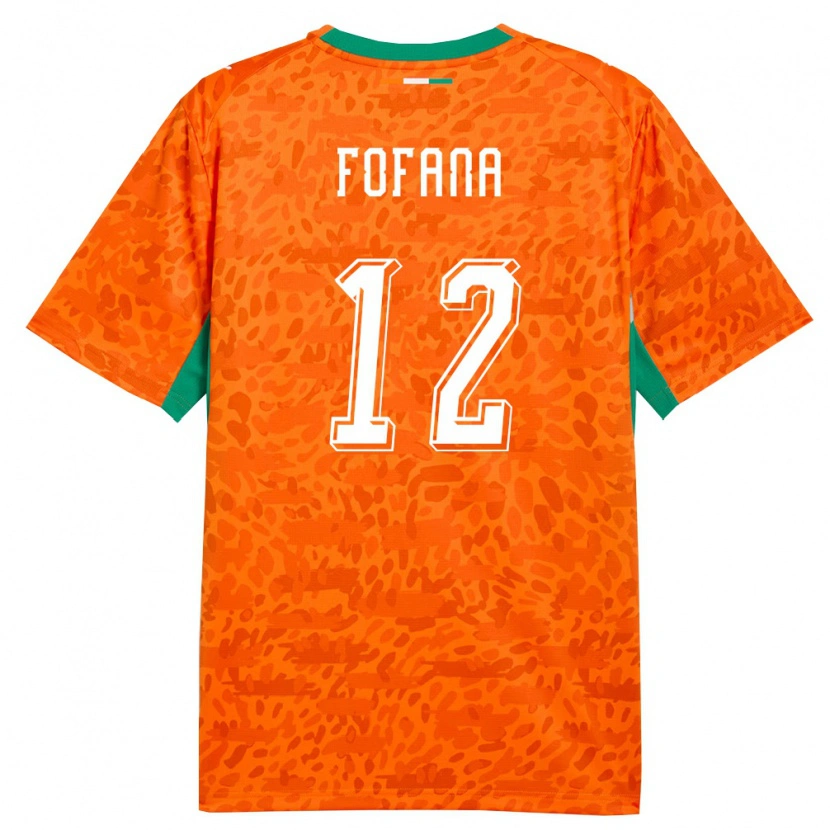 Danxen Women Ivory Coast Souleymane Fofana #12 Orange Green White Home Jersey 26-28 T-Shirt