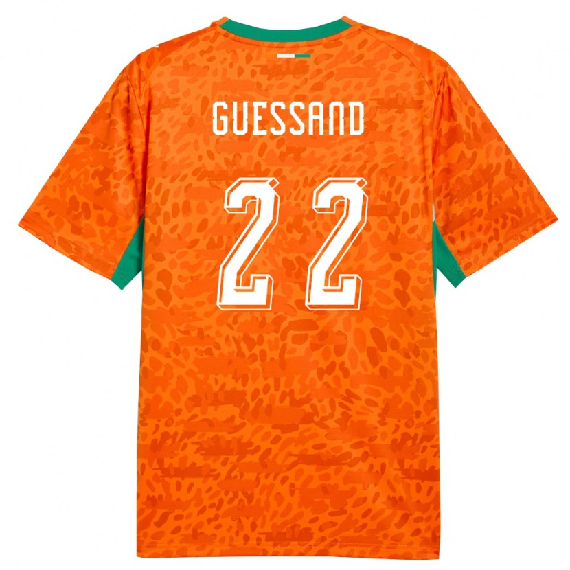 Danxen Women Ivory Coast Evann Guessand #22 Orange Green White Home Jersey 26-28 T-Shirt