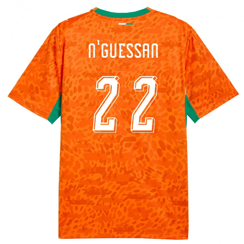 Danxen Women Ivory Coast Yohan N'guessan #22 Orange Green White Home Jersey 26-28 T-Shirt