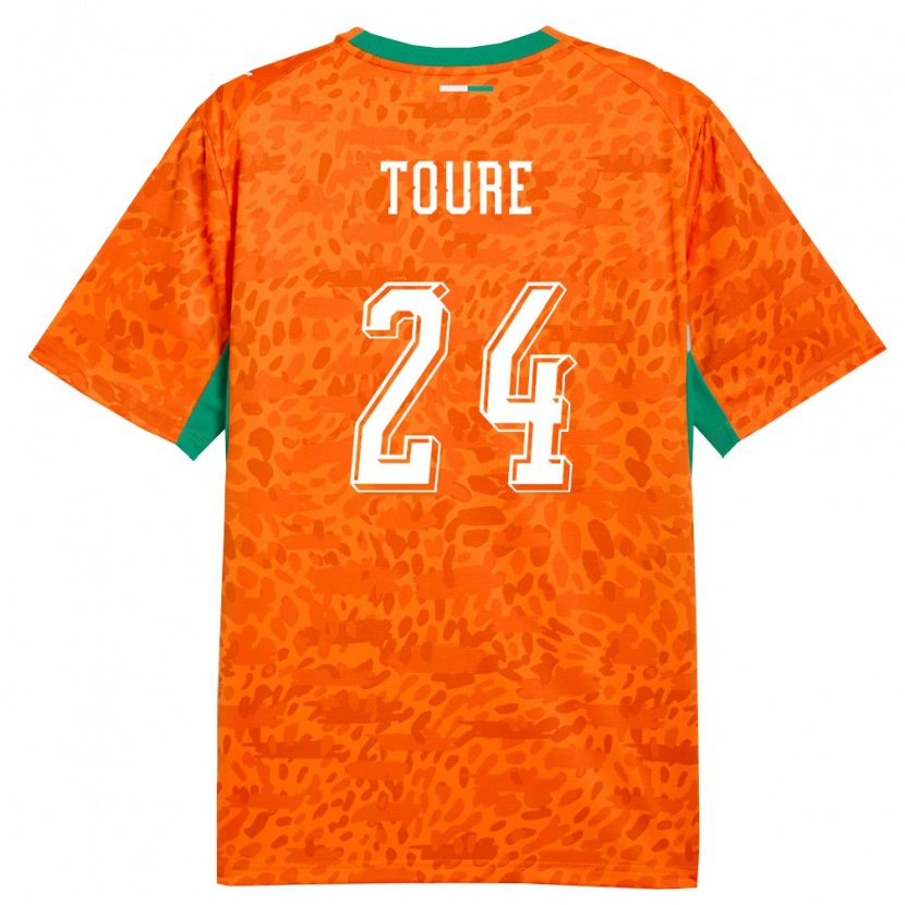 Danxen Women Ivory Coast Bazoumana Touré #24 Orange Green White Home Jersey 26-28 T-Shirt