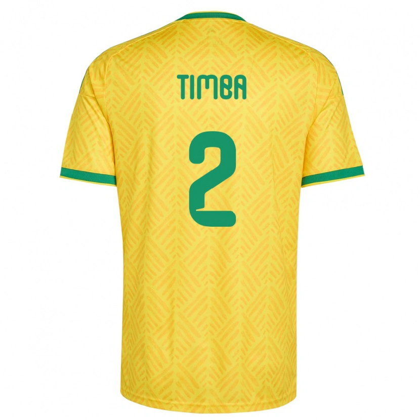 Danxen Women South Africa Sifiso Timba #2 Yellow Green Home Jersey 26-28 T-Shirt