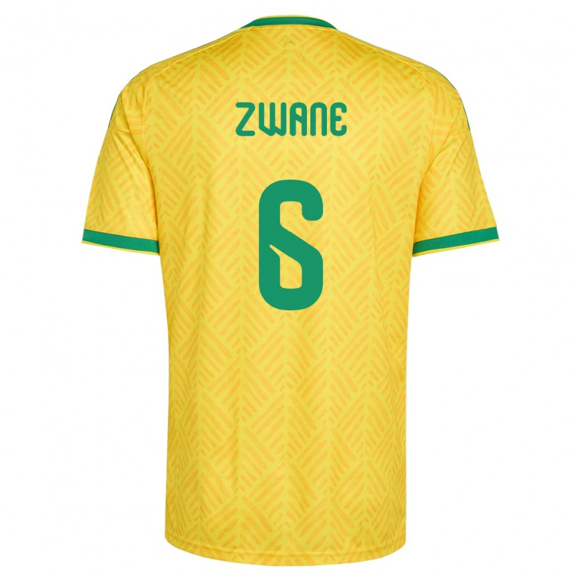 Danxen Women South Africa Samkelo Zwane #6 Yellow Green Home Jersey 26-28 T-Shirt