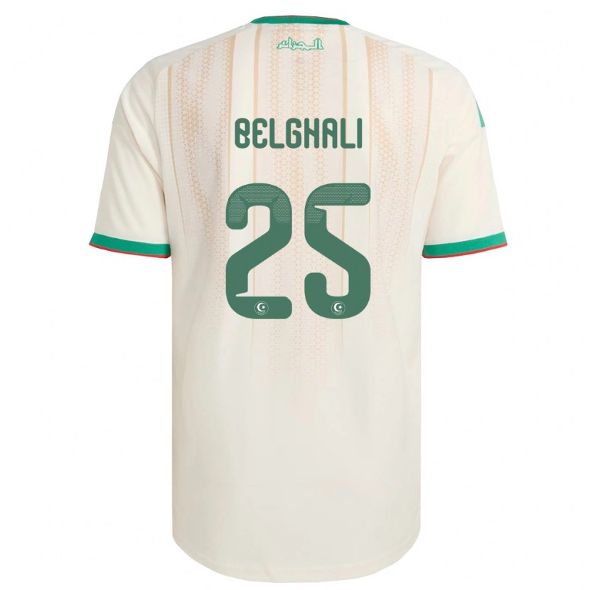 Danxen Women Algeria Rafik Belghali #25 Off-White Green Red Home Jersey 26-28 T-Shirt