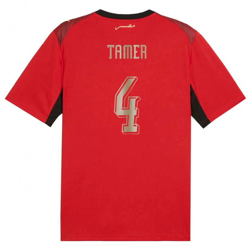 Danxen Women Egypt Yassin Tamer #4 Red Black Gold Home Jersey 26-28 T-Shirt