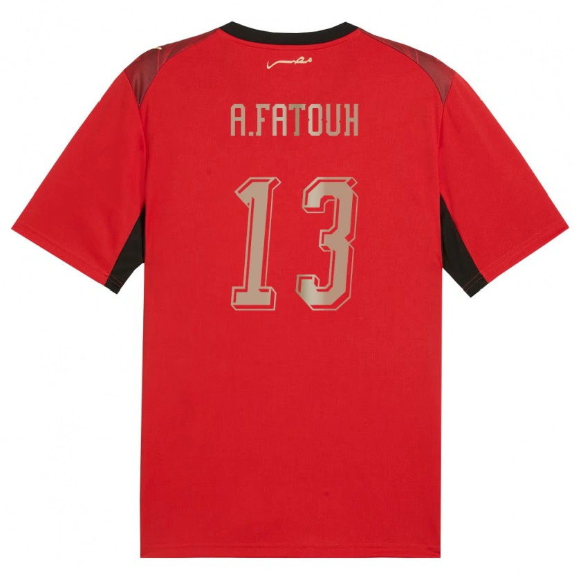 Danxen Women Egypt Ahmed Fatouh #13 Red Black Gold Home Jersey 26-28 T-Shirt