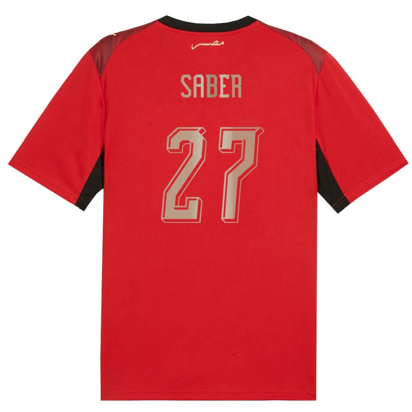 Danxen Women Egypt Mahmoud Saber #27 Red Black Gold Home Jersey 26-28 T-Shirt