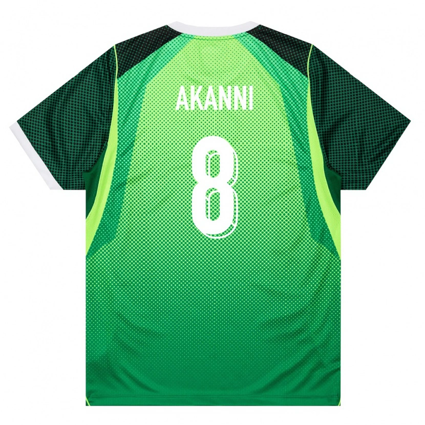Danxen Women Nigeria Qudus Akanni #8 Green White Home Jersey 26-28 T-Shirt