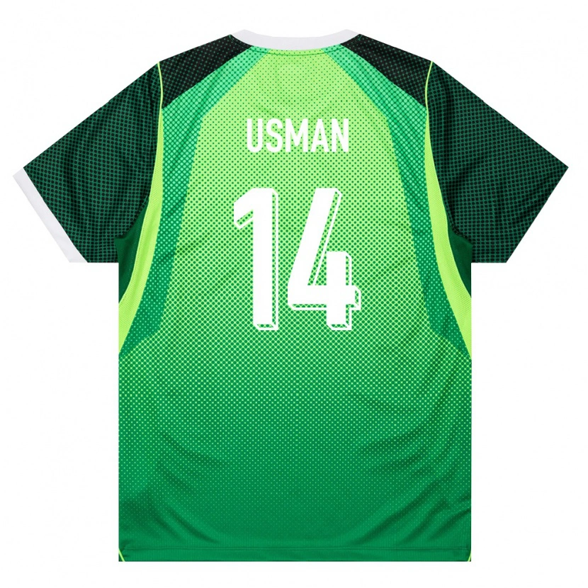 Danxen Women Nigeria Buhari Usman #14 Green White Home Jersey 26-28 T-Shirt