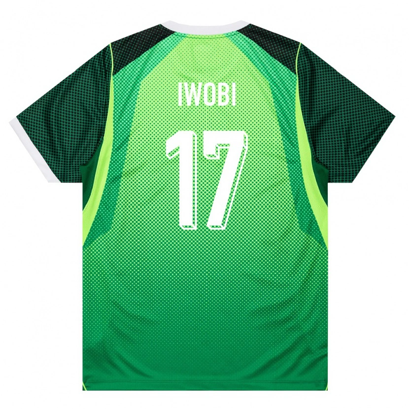 Danxen Women Nigeria Alex Iwobi #17 Green White Home Jersey 26-28 T-Shirt
