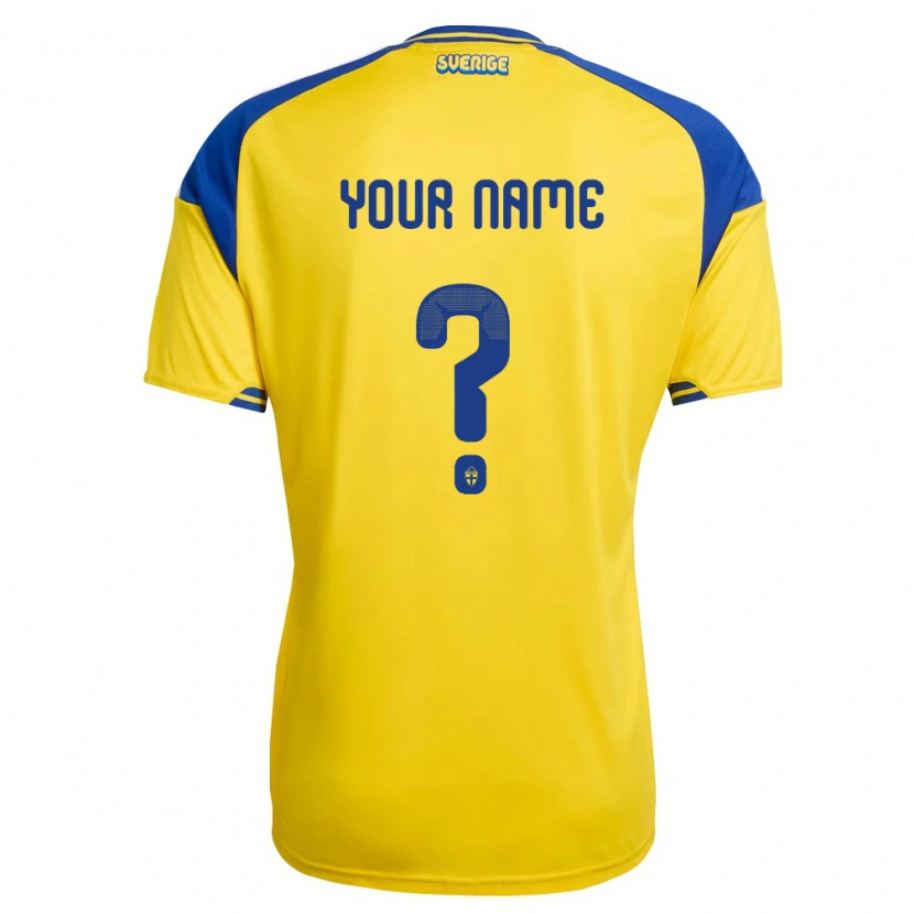 Danxen Women Sweden Your Name #0 Yellow Blue White Home Jersey 26-28 T-Shirt