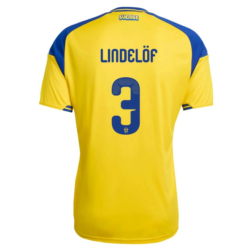 Danxen Women Sweden Victor Lindelöf #3 Yellow Blue White Home Jersey 26-28 T-Shirt