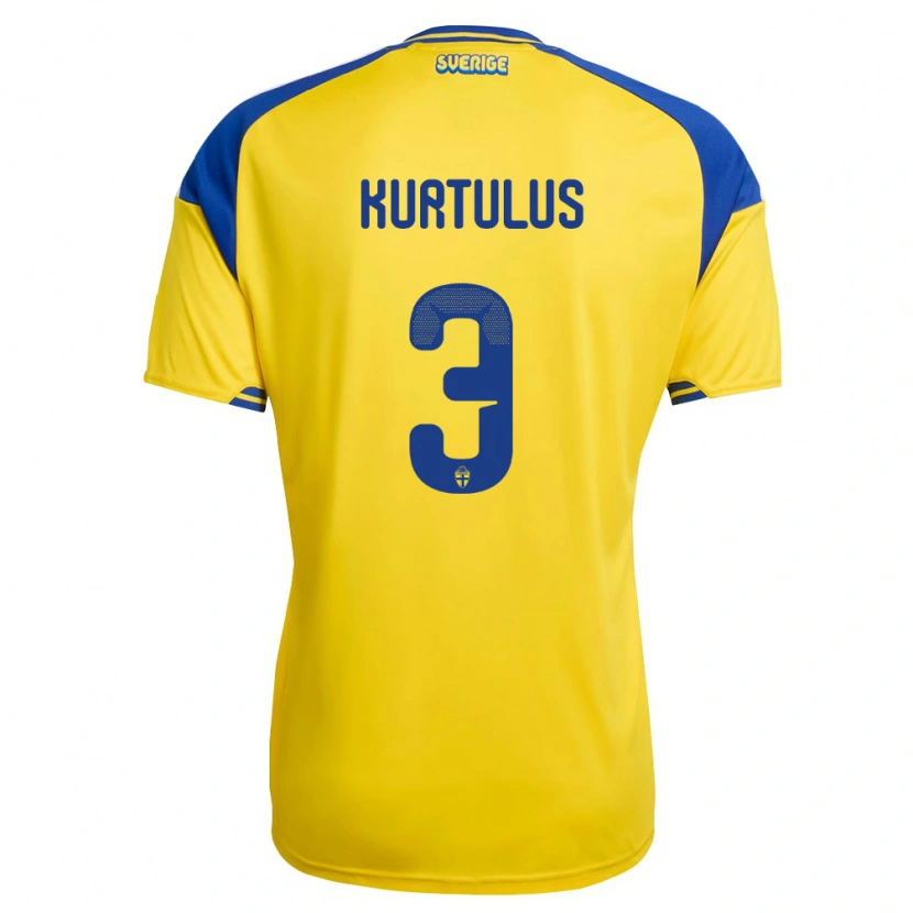 Danxen Women Sweden Bleon Kurtulus #3 Yellow Blue White Home Jersey 26-28 T-Shirt
