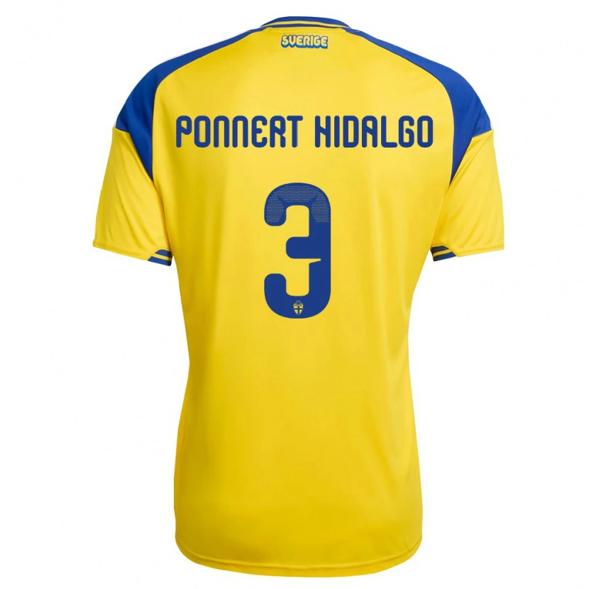 Danxen Women Sweden Vicente Ponnert Hidalgo #3 Yellow Blue White Home Jersey 26-28 T-Shirt