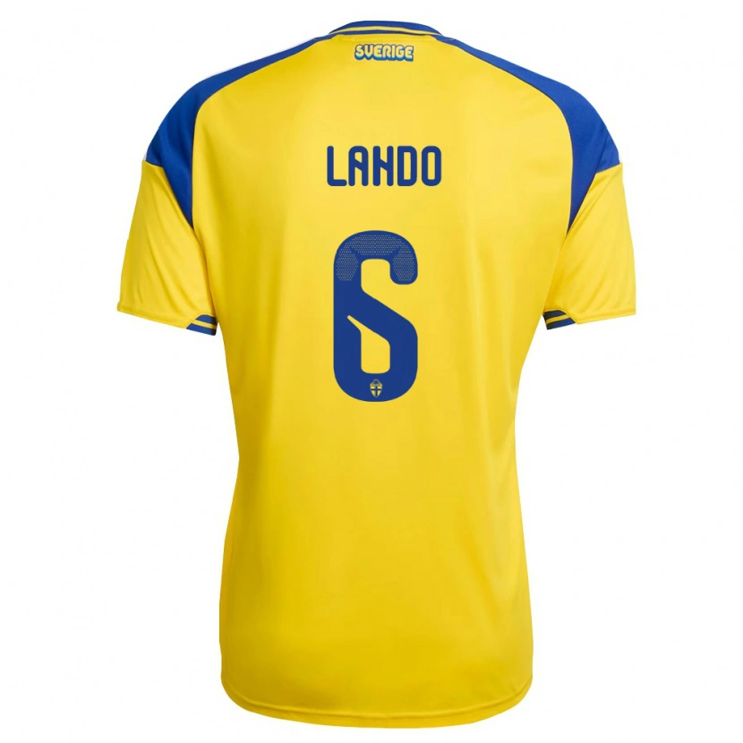 Danxen Women Sweden Adrian Lahdo #6 Yellow Blue White Home Jersey 26-28 T-Shirt