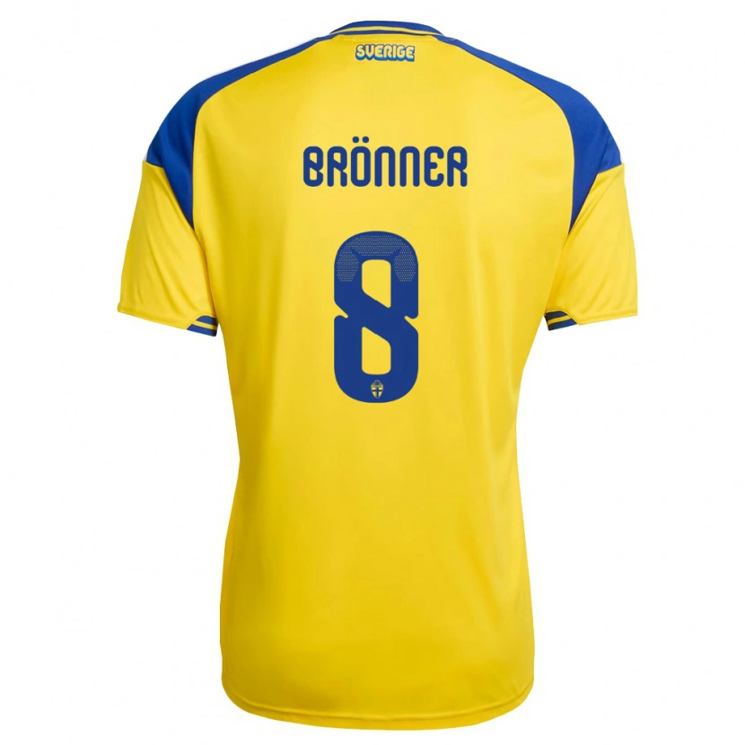 Danxen Women Sweden Axel Brönner #8 Yellow Blue White Home Jersey 26-28 T-Shirt
