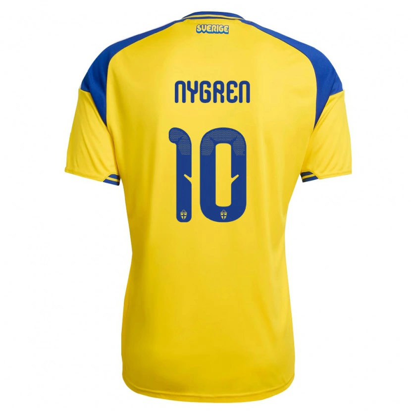 Danxen Women Sweden Benjamin Nygren #10 Yellow Blue White Home Jersey 26-28 T-Shirt