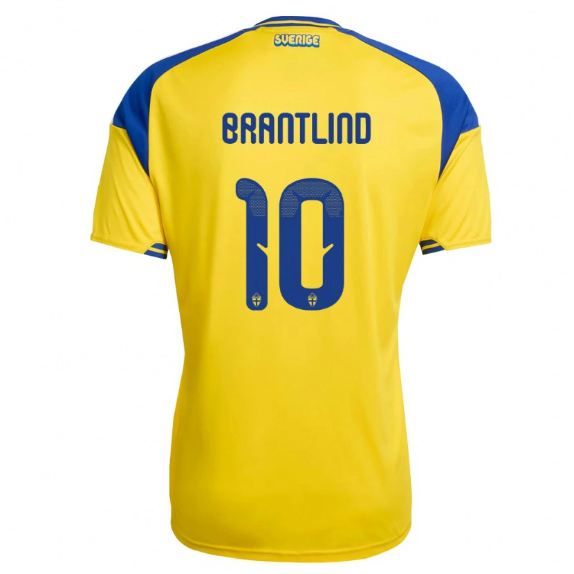 Danxen Women Sweden Benjamin Brantlind #10 Yellow Blue White Home Jersey 26-28 T-Shirt