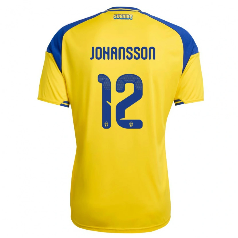 Danxen Women Sweden Viktor Johansson #12 Yellow Blue White Home Jersey 26-28 T-Shirt