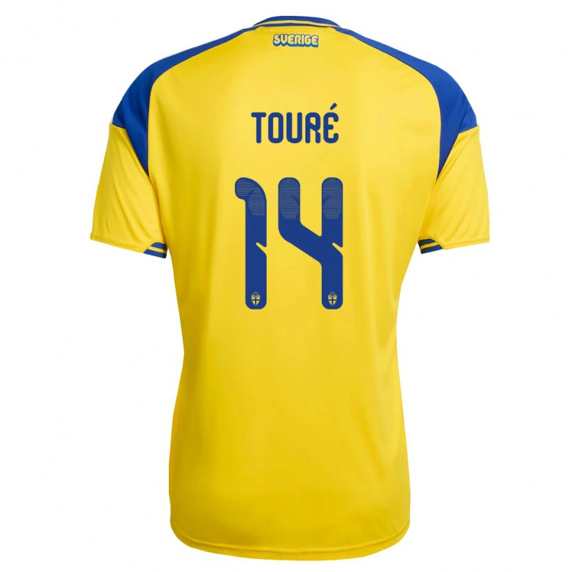 Danxen Women Sweden Sékou Touré #14 Yellow Blue White Home Jersey 26-28 T-Shirt