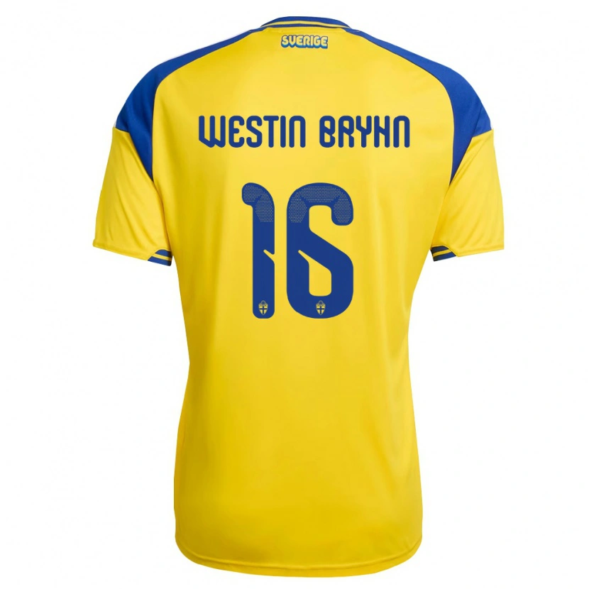 Danxen Women Sweden Leon Westin Bryhn #16 Yellow Blue White Home Jersey 26-28 T-Shirt