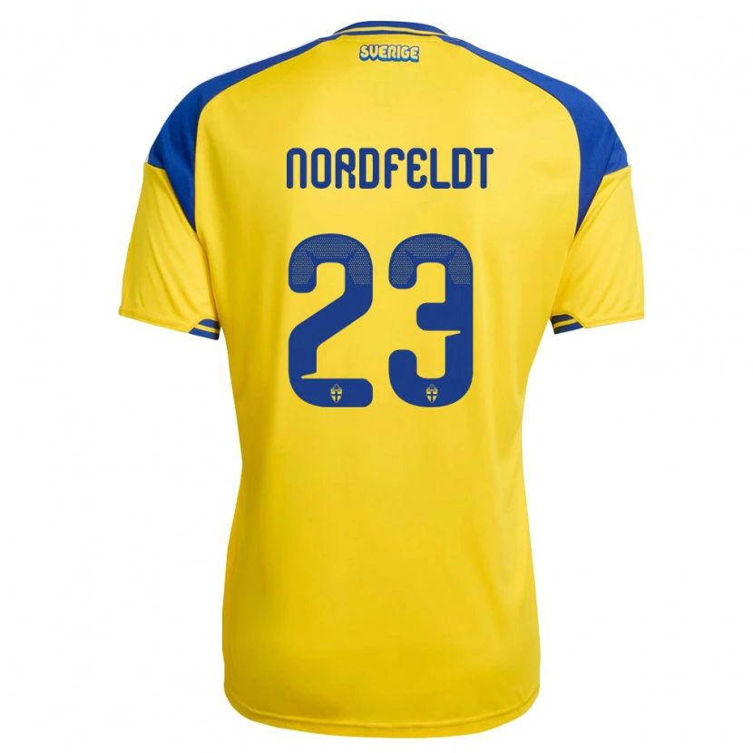 Danxen Women Sweden Kristoffer Nordfeldt #23 Yellow Blue White Home Jersey 26-28 T-Shirt