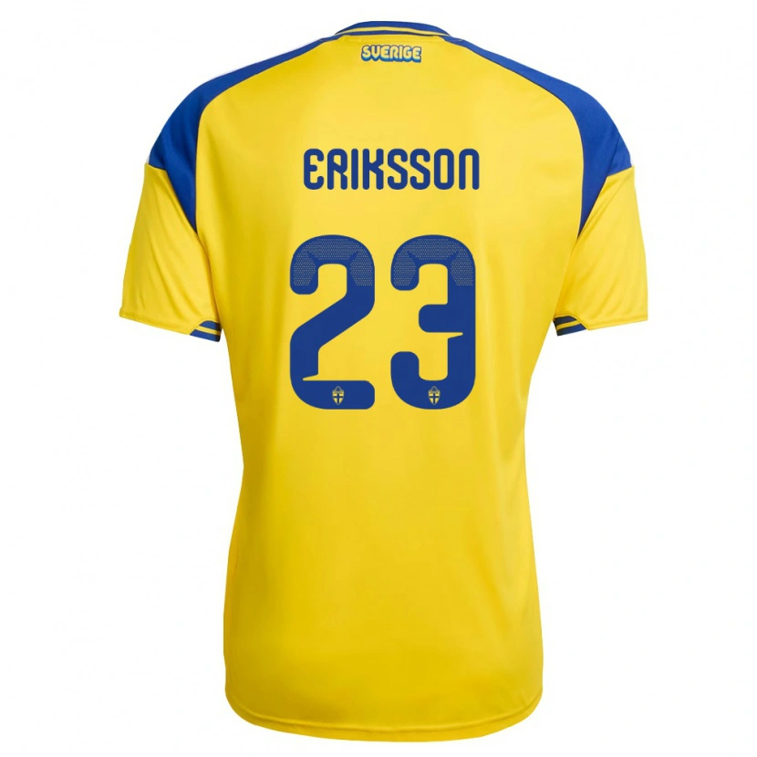 Danxen Women Sweden Simon Eriksson #23 Yellow Blue White Home Jersey 26-28 T-Shirt