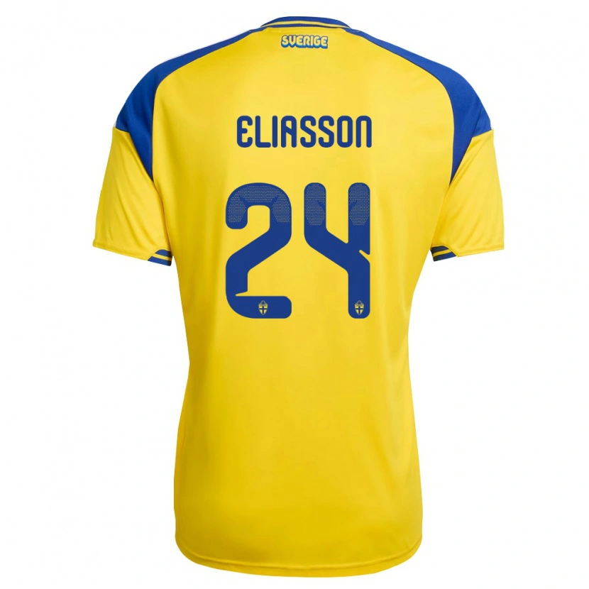 Danxen Women Sweden Niclas Eliasson #24 Yellow Blue White Home Jersey 26-28 T-Shirt